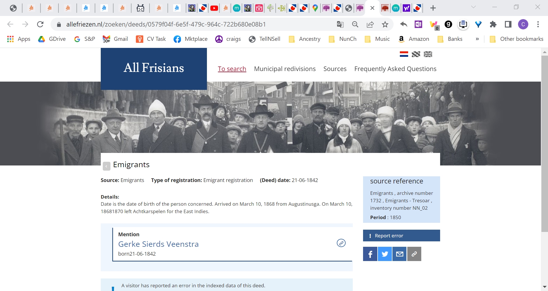 Gerke Sierds Veenstra - Emigration to East Indies 3-10-1868