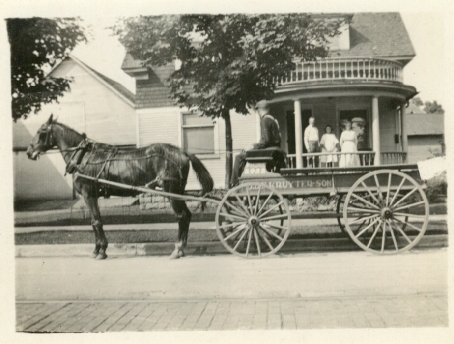 J. DeKruyter & Sons Feed Store - Photo, Delivery Horse & Wagon, Muskegon, MI