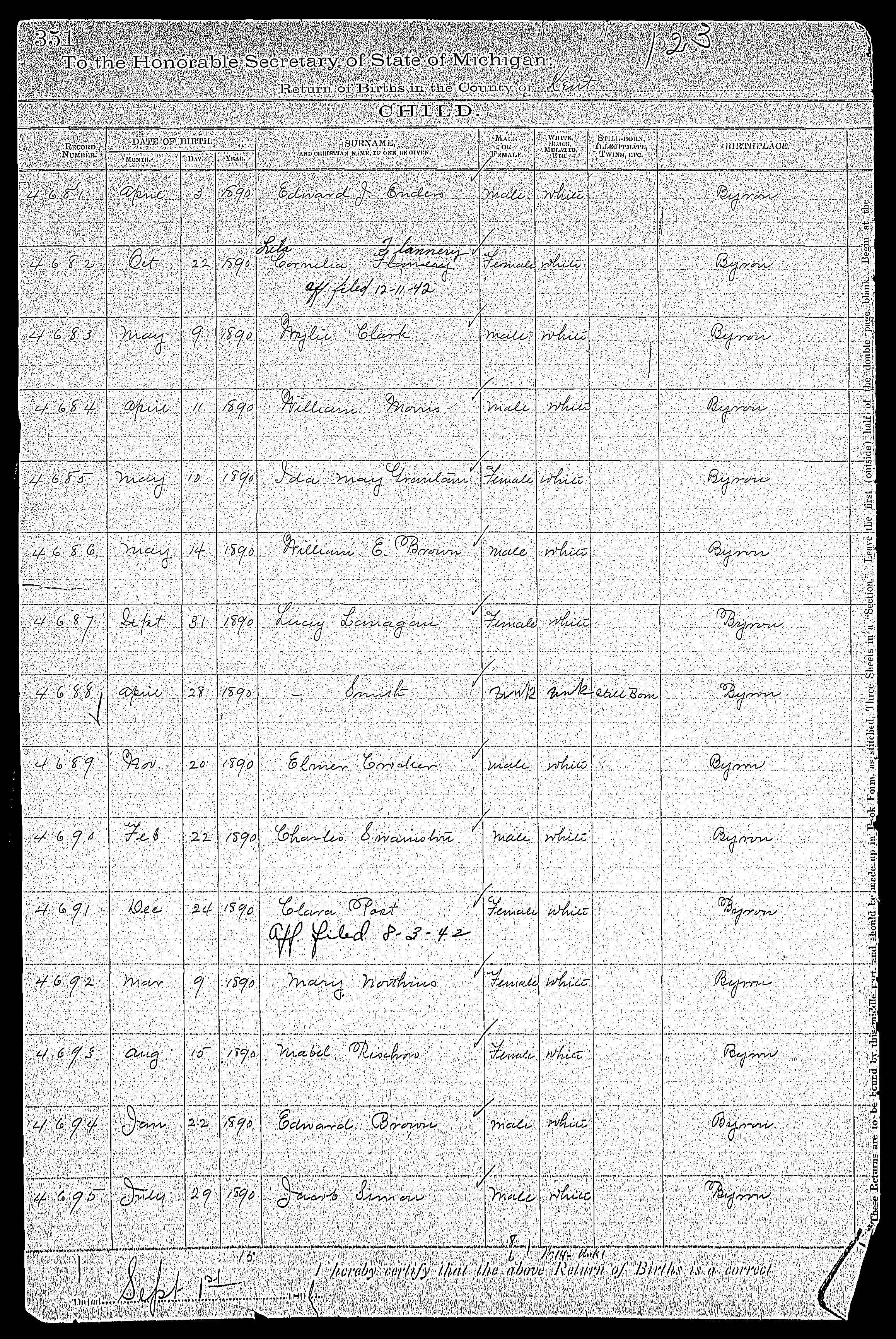 Mary Northouse - Birth Index 3-9-1890